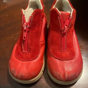 Taormina Red soft leather Kids Shoes with Zipper Closure